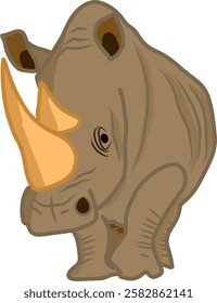 rhino isolated on white, big rhinoceros vector.