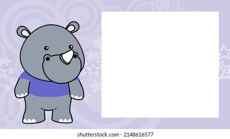 rhino kid chibi cartoon pictureframe in vector format