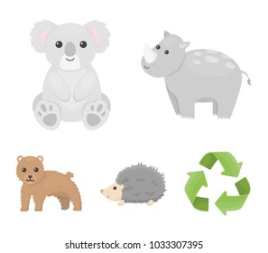 Rhino, koala, panther, hedgehog.Animal set collection icons in cartoon style vector symbol stock illustration web.