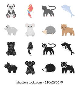 Rhino, koala, panther, hedgehog.Animal set collection icons in black,cartoon style vector symbol stock illustration web.