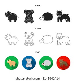 Rhino, koala, panther, hedgehog.Animal set collection icons in black,flat,outline style vector symbol stock illustration web.