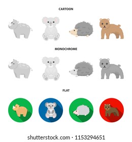 Rhino, koala, panther, hedgehog.Animal set collection icons in cartoon,flat,monochrome style vector symbol stock illustration web.