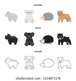 Rhino, koala, panther, hedgehog.Animal set collection icons in cartoon,black,outline style vector symbol stock illustration web.