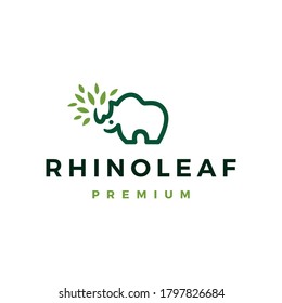 rhino leaf logo vector icon illustration
