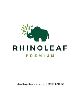 rhino leaf logo vector icon illustration