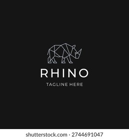 Rhino line art logo with solid strokes symbolizing resilience and strength.
