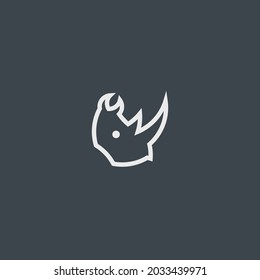 Rhino Line Art. Simple Minimalist Logo Design Inspiration. Vector Illustration.
