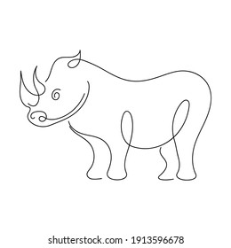 Rhino Line Art vector illustration, Abstract Line Minimalist Wall Art