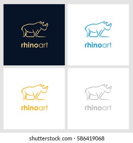 rhino line company logo. wild animal logo with minimalist concept