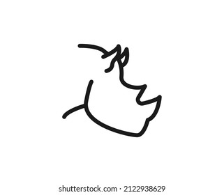 Rhino line icon. High quality outline symbol for web design or mobile app. Thin line sign for design logo. Color outline pictogram on white background