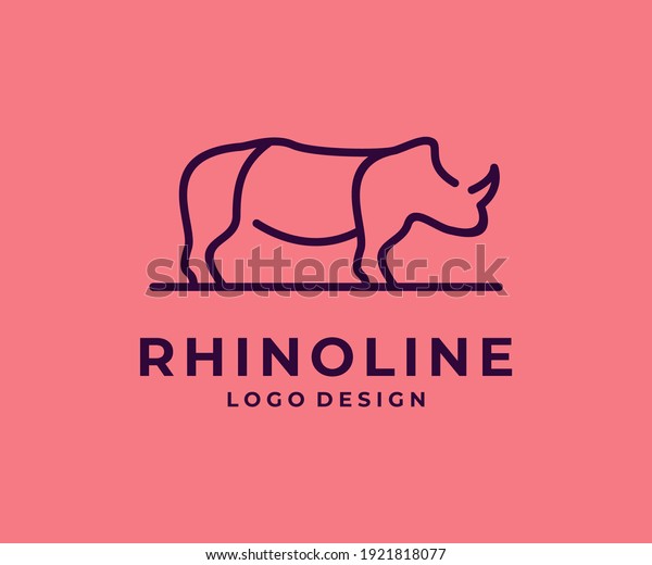Rhino Line Style Logo Design Vector Stock Vector (Royalty Free