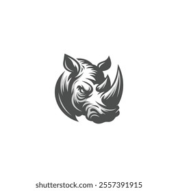 rhino logo. African rhino silhouette icon. Horned animal symbol. Vector design illustration inspiration.