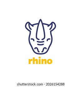 rhino logo, animal head line icon