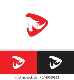 Rhino Logo Concept Design Vector Illustration. . Suitable for Creative Industries, Multimedia, Entertainment, Education, Shops, and other related businesses