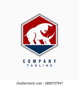Logo de la empresa creativa. Plantilla de vector de diseño de rinocerontes