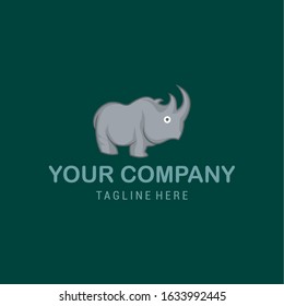 Rhino Logo Cute Template Vector Illustration Icon 
