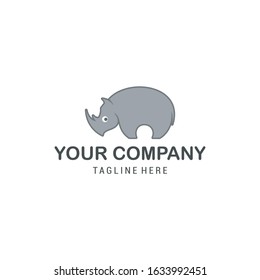 Rhino Logo Cute Template Vector Illustration Icon 