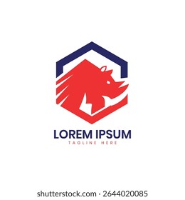 Rhino logo design hexagon shape creative animal concept modern minimal