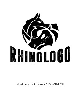 Rhino logo design. inspiration Premium Vector