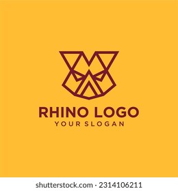 rhino logo design with line art