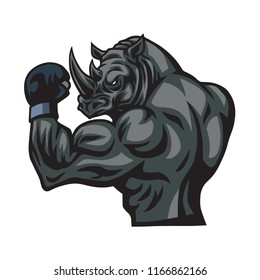 Rhino Logo Design Sports Esport Mascot Character Design Vector 