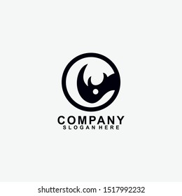 Rhino Logo Design Template, Isolated In Black Colour. Modern Design. Vector Illustration