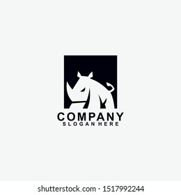 Rhino Logo Design Template, Isolated In Black Colour. Modern Design. Vector Illustration