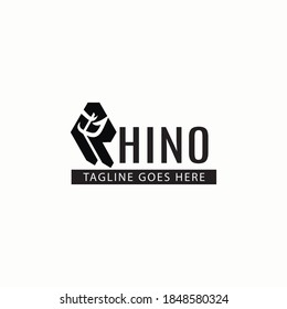 Rhino logo design template. Letter R icon. Vector illustration