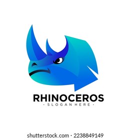 Rhino logo design vector. Colorful Gradient Rhinoceros illustration