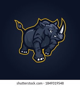 Rhino logo design vector with modern illustration concept style for badge, emblem and t-shirt printing. javan rhinoceros illustration has one horn