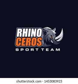 Rhino Logo Design Vector for Sport Emblem and Badge Logo