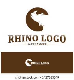 Rhino logo design vector template. Vector rhino silhouette. Icon Symbol