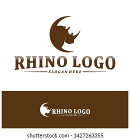 Rhino logo design vector template. Vector rhino silhouette. Icon Symbol