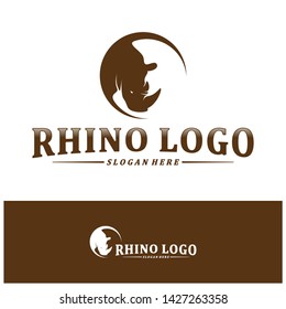 Rhino logo design vector template. Vector rhino silhouette. Icon Symbol