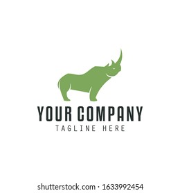 Rhino Logo Green Template Vector Illustration Icon 