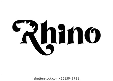 Logotipo Rhino, cabeça Rhino na letra R, ilustração vetor Rhino