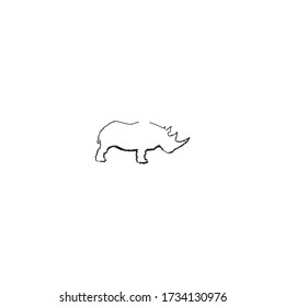 rhino logo icon design with simple line art style