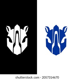 rhino logo and icon vector design in minimalist and flat style