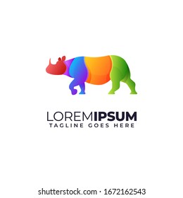 rhino logo illustration colorful gradient 