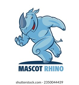 rhino logo illustration runs smiling
