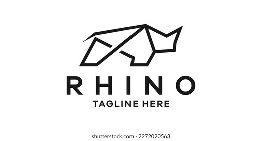 rhino logo line icon vector illustration