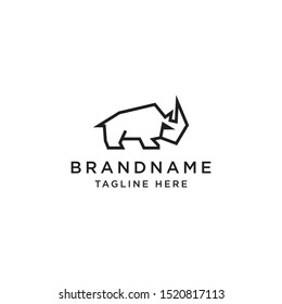 Rhino Logo with Line Style Design Template Vector