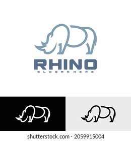 Rhino logo line vector illustration design template. Creative design