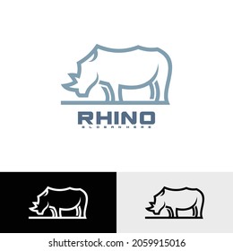 Rhino logo line vector illustration design template. Creative design