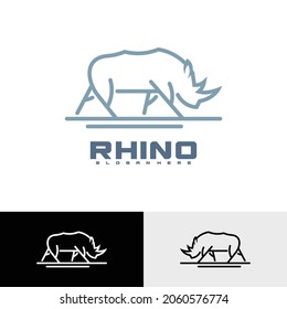 Rhino logo line vector illustration design template. Creative design