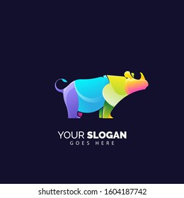 Rhino logo in modern and colorful flat style