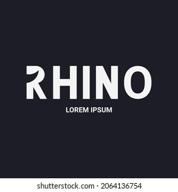 RHINO logo with negative space rhino horn in the letter R. suitable for companies, brands, business cards, etc.