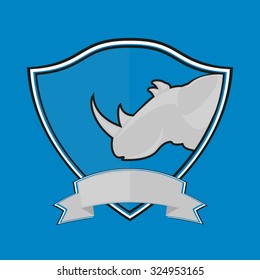 Rhino logo on the shield. space for inscriptions or company team
