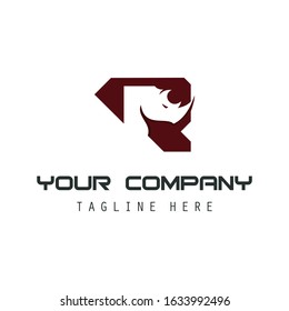 Rhino Logo R Template Vector Illustration Icon 