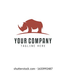 Rhino Logo Red Template Vector Illustration Icon 